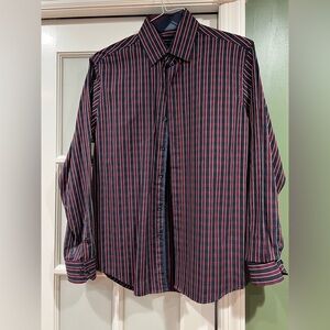 Tasso Elba Men's Red and Blue Checkered Shirt